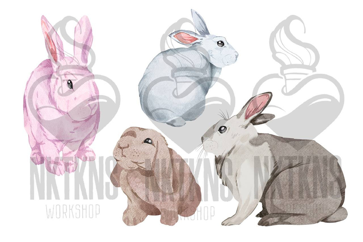 Watercolor Easter Clipart. Rabbit, an Animal Illustration by NKTKNS (Photo 3 of 4)