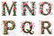 Watercolor Floral Alphabet Clipart, an Illustration by RobertsArt (Thumbnail 2 of 7)