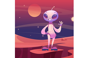 Alien on space. wave hand character, an Illustration by Onyx