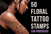 Floral tattoo stamps for procreate, a Brush Add-On by aivos (Thumbnail 1 of 9)
