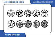 Coastal Marine Sand Dollar Icon Set, an Outline Icon by Fontmine Studio (Thumbnail 1 of 3)