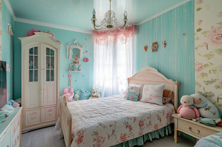 A cozy and charming girl's Shabby Chic interior design style bedroom featuring, an Arts & Entertainment Photo by Textures & Backgrounds