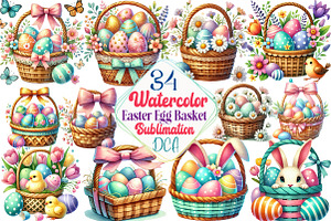 Easter Egg Basket Sublimation PNG, an Illustration by DreamCafeArt