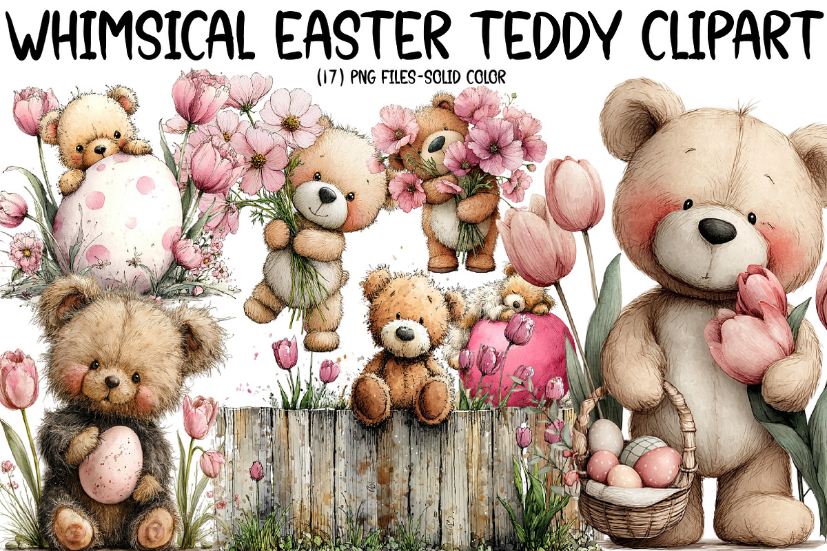 whimsical Easter teddy Clipart, an Illustration by Designworld (Photo 1 of 4)