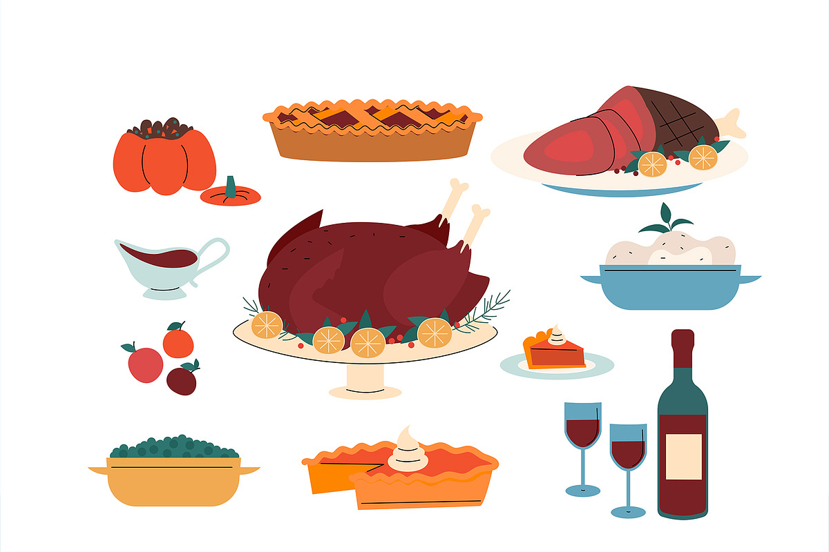 Thanksgiving day vector set, an Illustration by svetlatek (Photo 3 of 6)