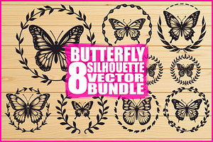 Butterfly Silhouette Vector Set, an Illustration by Designs_River