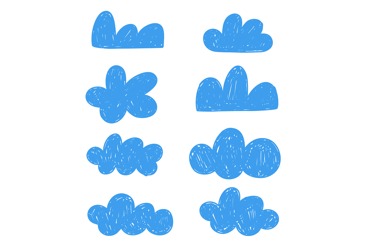 Hand-drawn doodle clouds, an Illustration by Cmeree (Photo 2 of 3)