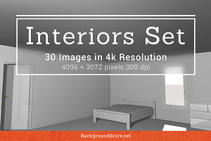 White Interiors Backgrounds Set