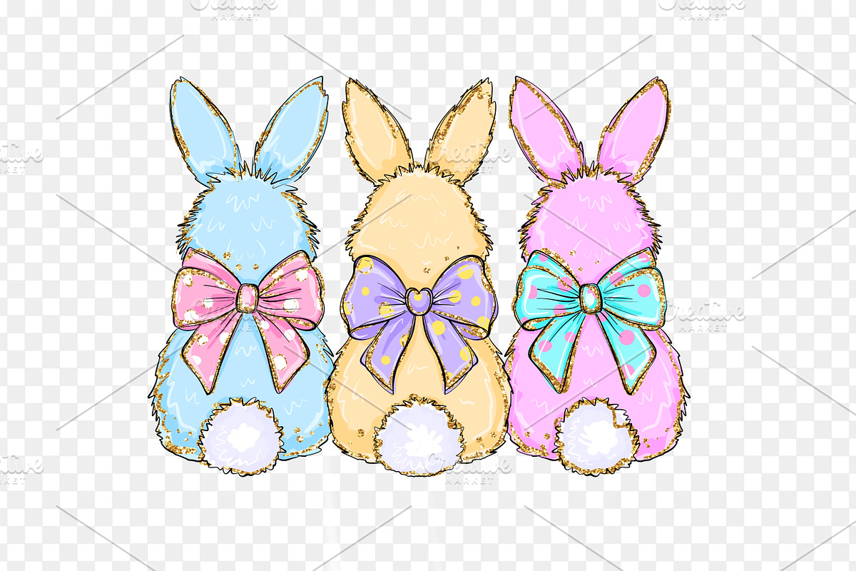 Easter rabbits PNG clipart, a Seasonal Illustration by LoLoArt (Photo 2 of 3)