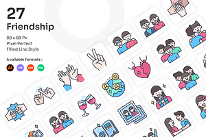 Friendship Icons Set - Filled Line, an Icon by Kmg Design
