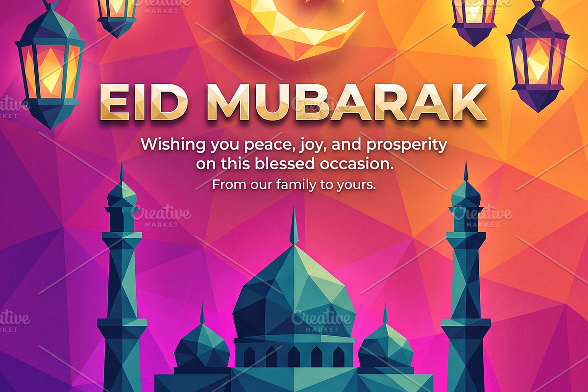Poly Geometric Eid Mubarak Poster, a Holiday Photo by microtasker (Photo 2 of 2)