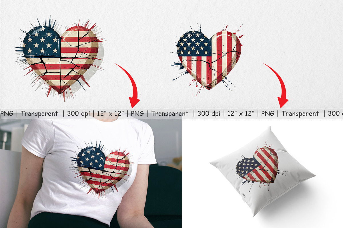 Vintage American Flag Heart, a Graphic by Artnoy (Photo 3 of 5)