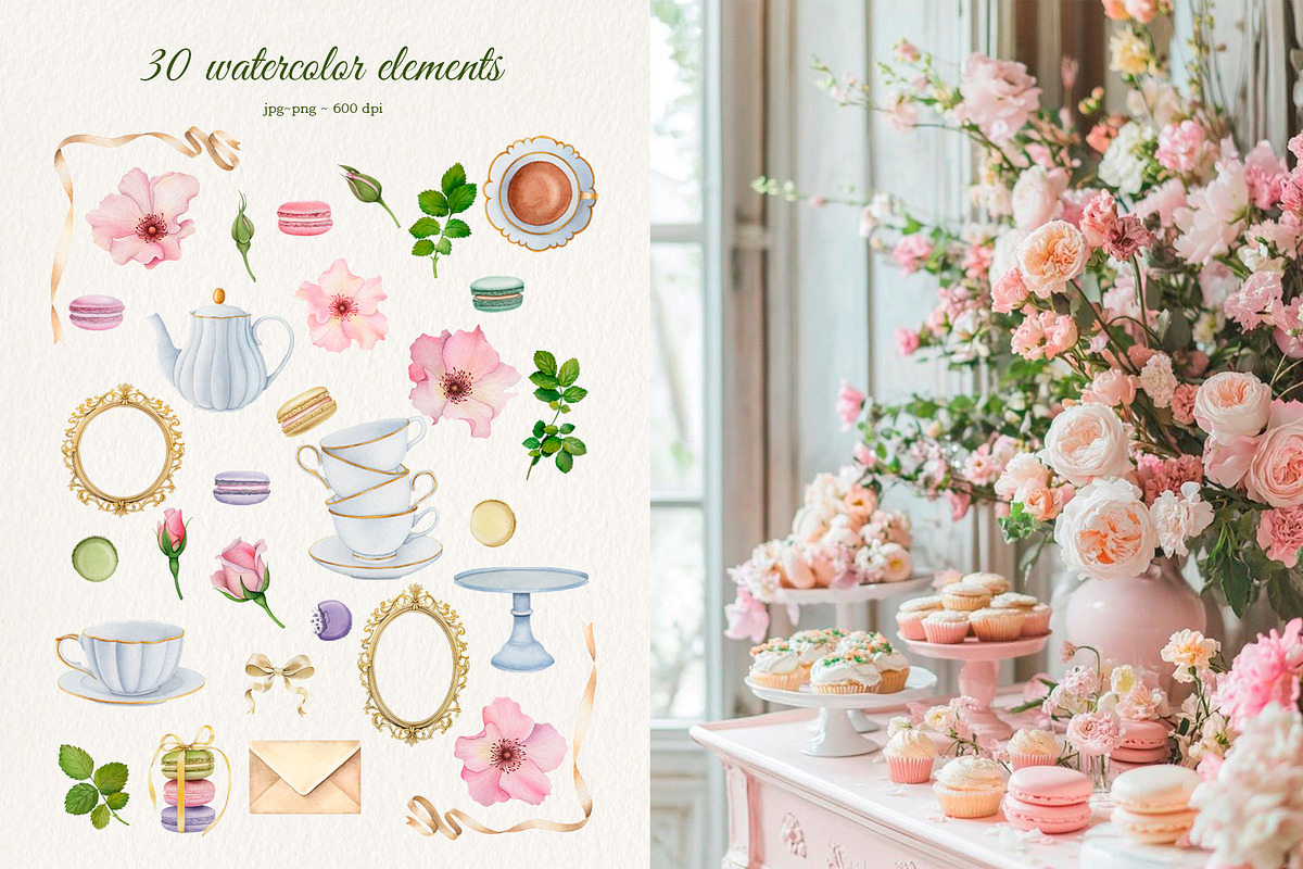 Rococo Wild Rose|Watercolor Tea Time, an Object Illustration by SunnJaneArt (Photo 2 of 11)