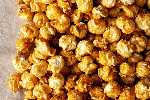 Homemade Caramel Pop Corn, top view.