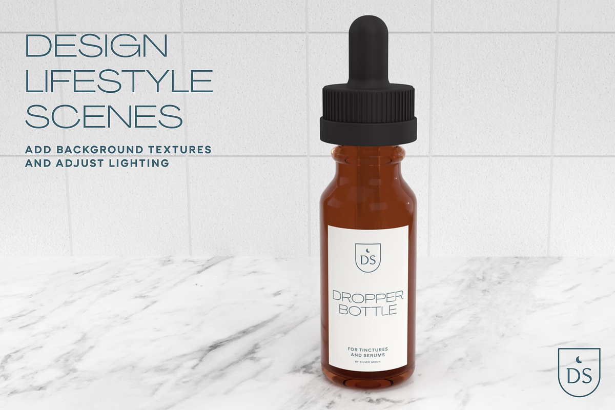 3D Dropper Bottle Mockup, a Packaging Mockup by Silver Moon Design School (Photo 3 of 4)