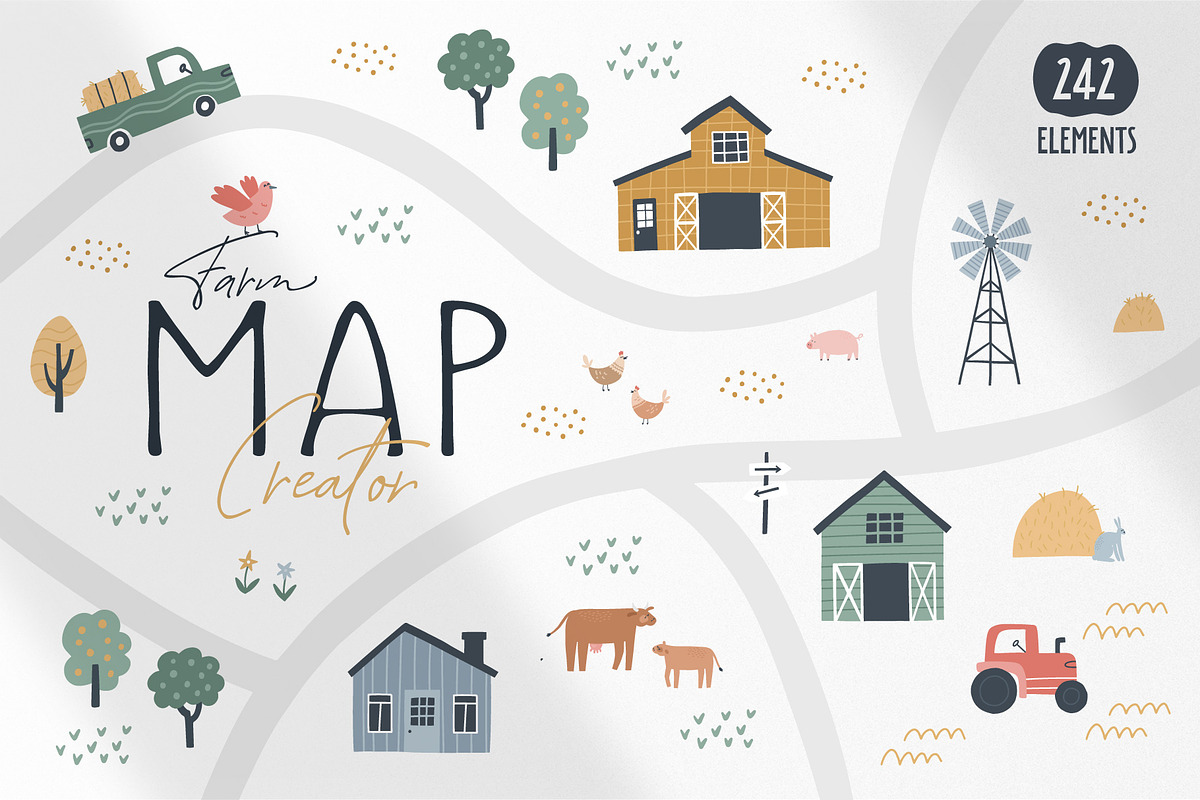 Kids Map Creator Farm & Village, an Object Graphic by MaNechaeva (Photo 1 of 17)