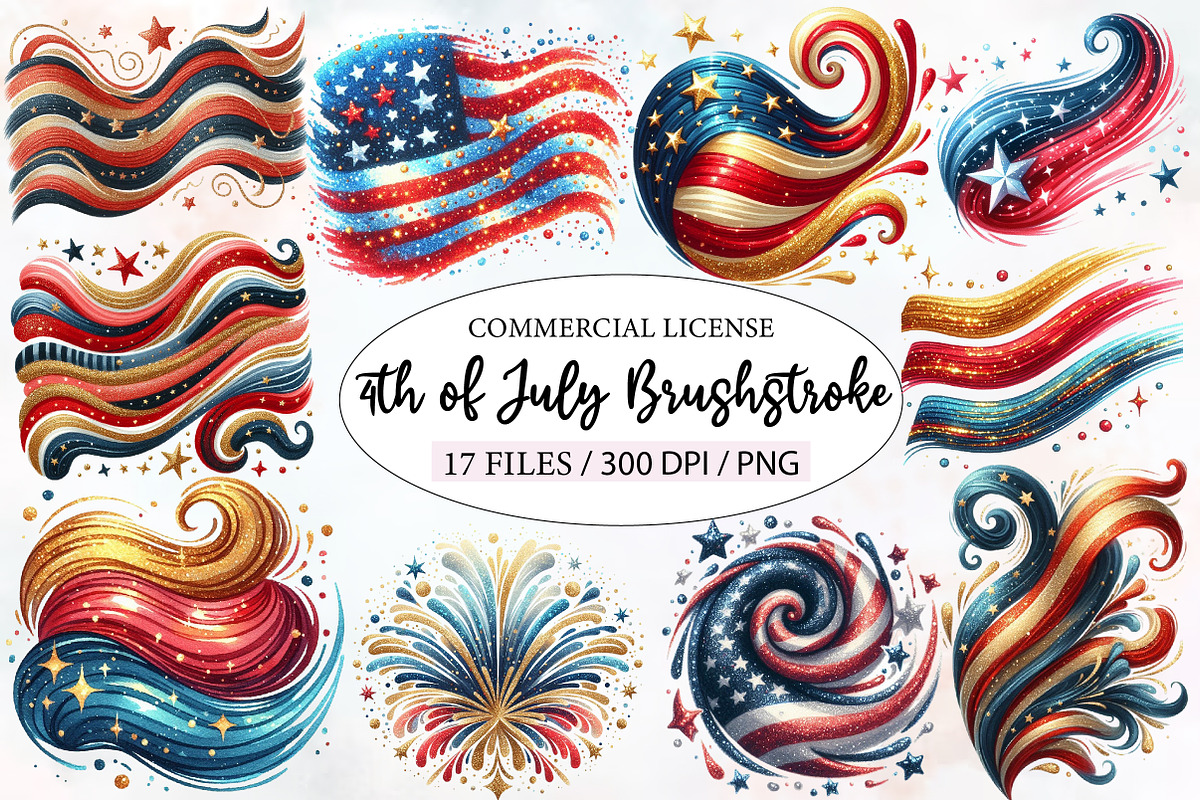 4th of July Brushstroke Sublimation, an Illustration by Designworld (Photo 1 of 7)
