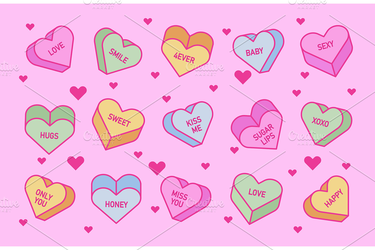 Heart candy collection with, an Illustration by art PVP - market