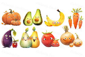 Funny Cartoon Fruits And Vegetables