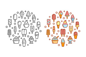 Set Of 16 Ice Cream Outline Icons