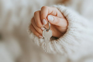 Hand holding key to a new house, a Photo by AlyaAnd
