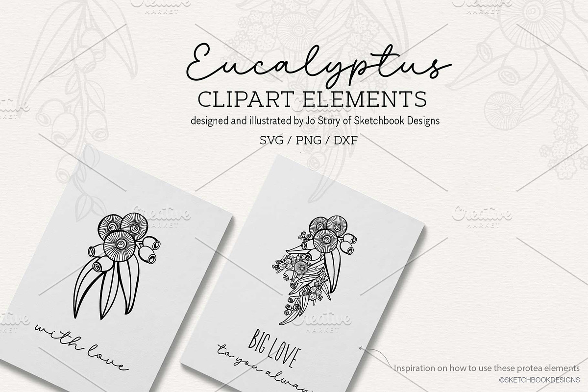 5 Eucalyptus Clipart Elements, a Decorative Illustration by Sketchbook Designs (Photo 2 of 4)
