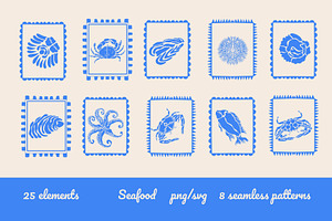 Seafood PNG SVG Clipart Stamp