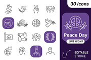 World Peace Day Line Icons Set, an Outline Icon by Adl Studio (Thumbnail 1 of 4)