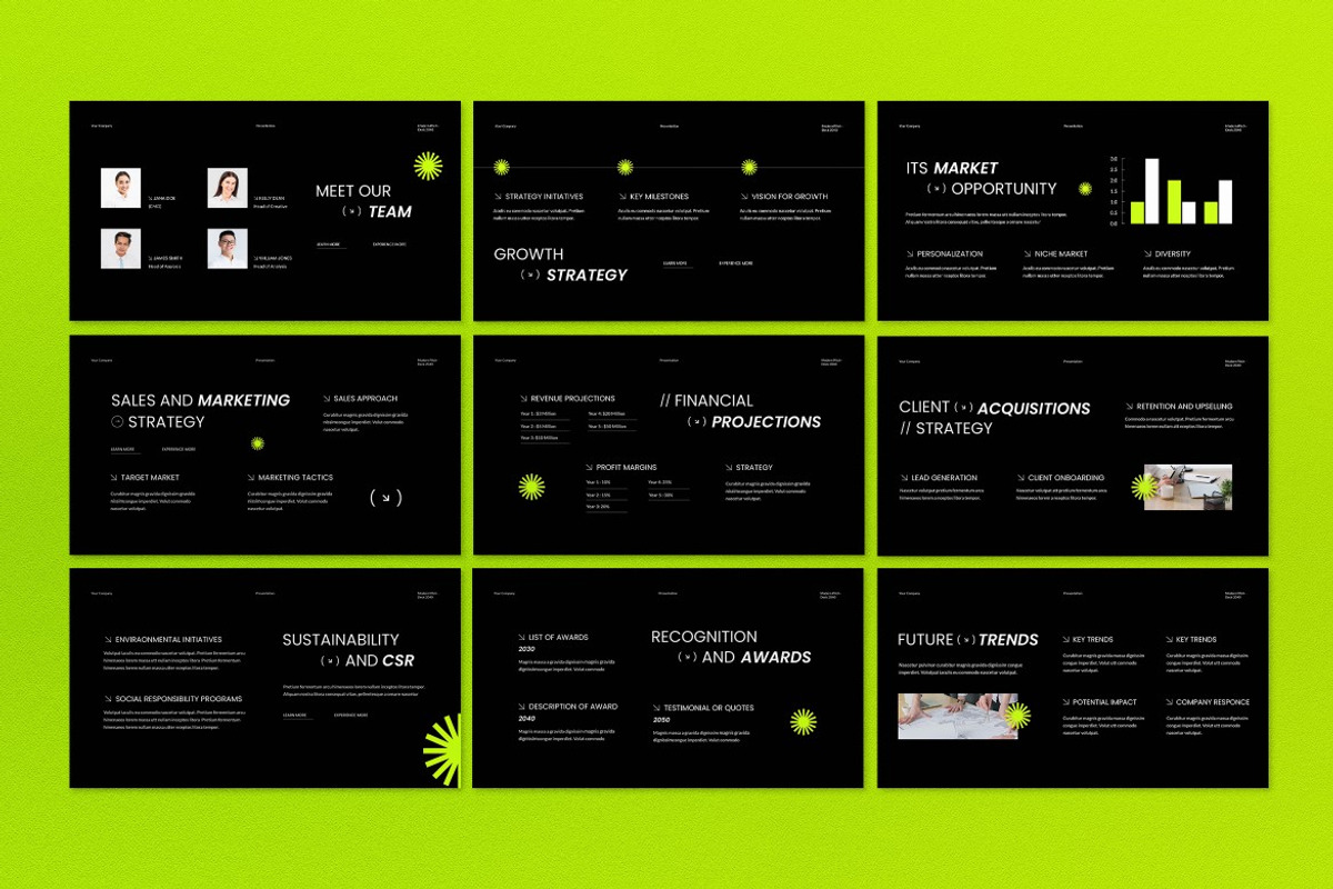 Black Green Pitch Deck Google Slide, a Presentation Template by graphicook (Photo 3 of 5)