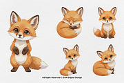 15 Bundle Watercolor Baby Fox Wild, an Animal Illustration by Morspective (Thumbnail 6 of 8)