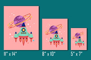 Rocket In Space Print, a Technology Illustration by Cozy Cat Design (Thumbnail 2 of 3)