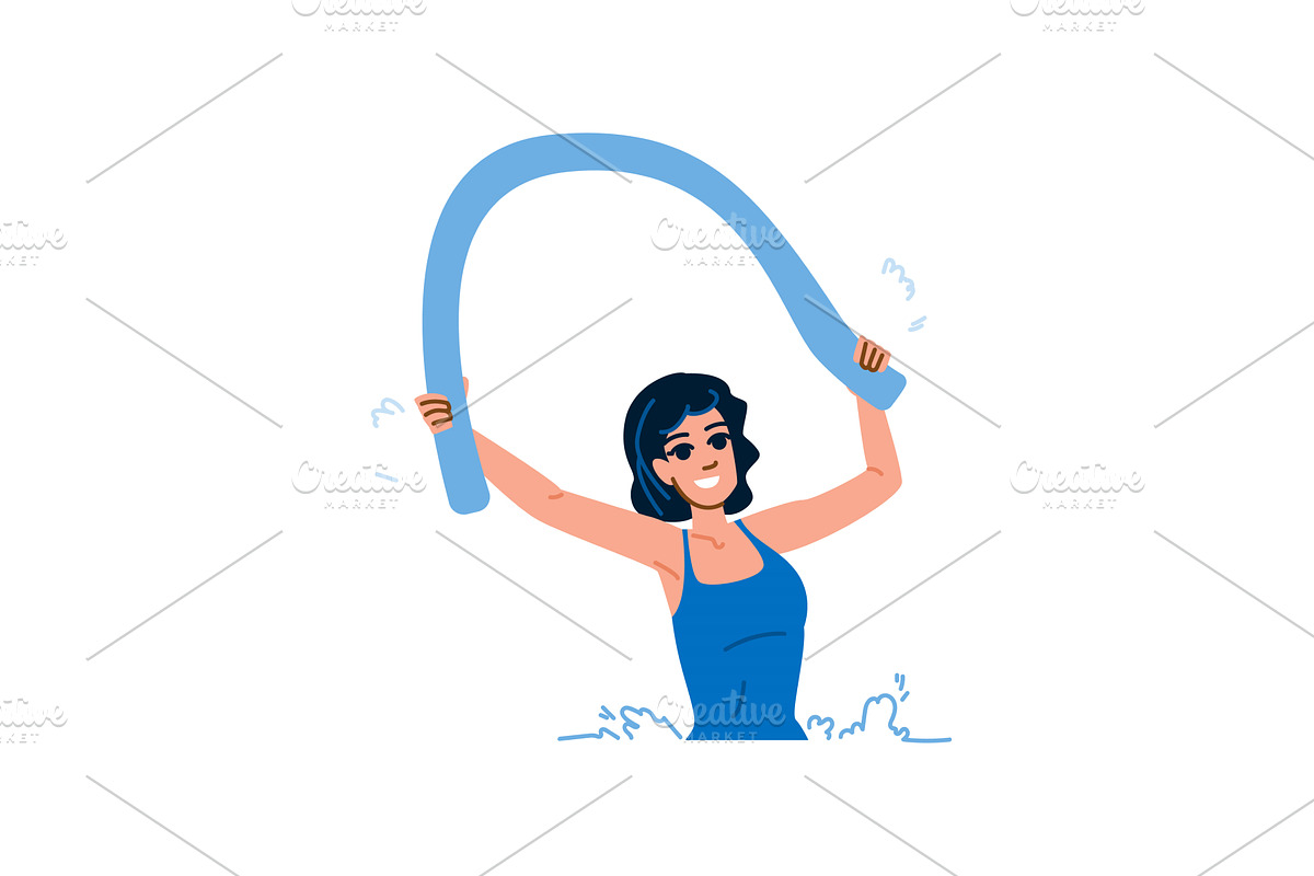 Woman doing aqua aerobics with pool, a Sport Illustration by pikepicture