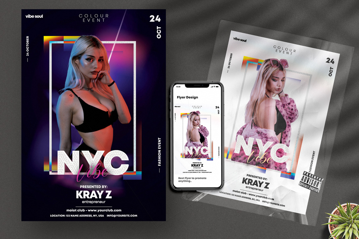 NYC Vibe Party PSD Flyer Templates, a Flyer Template by PixelsDesign (Photo 2 of 2)