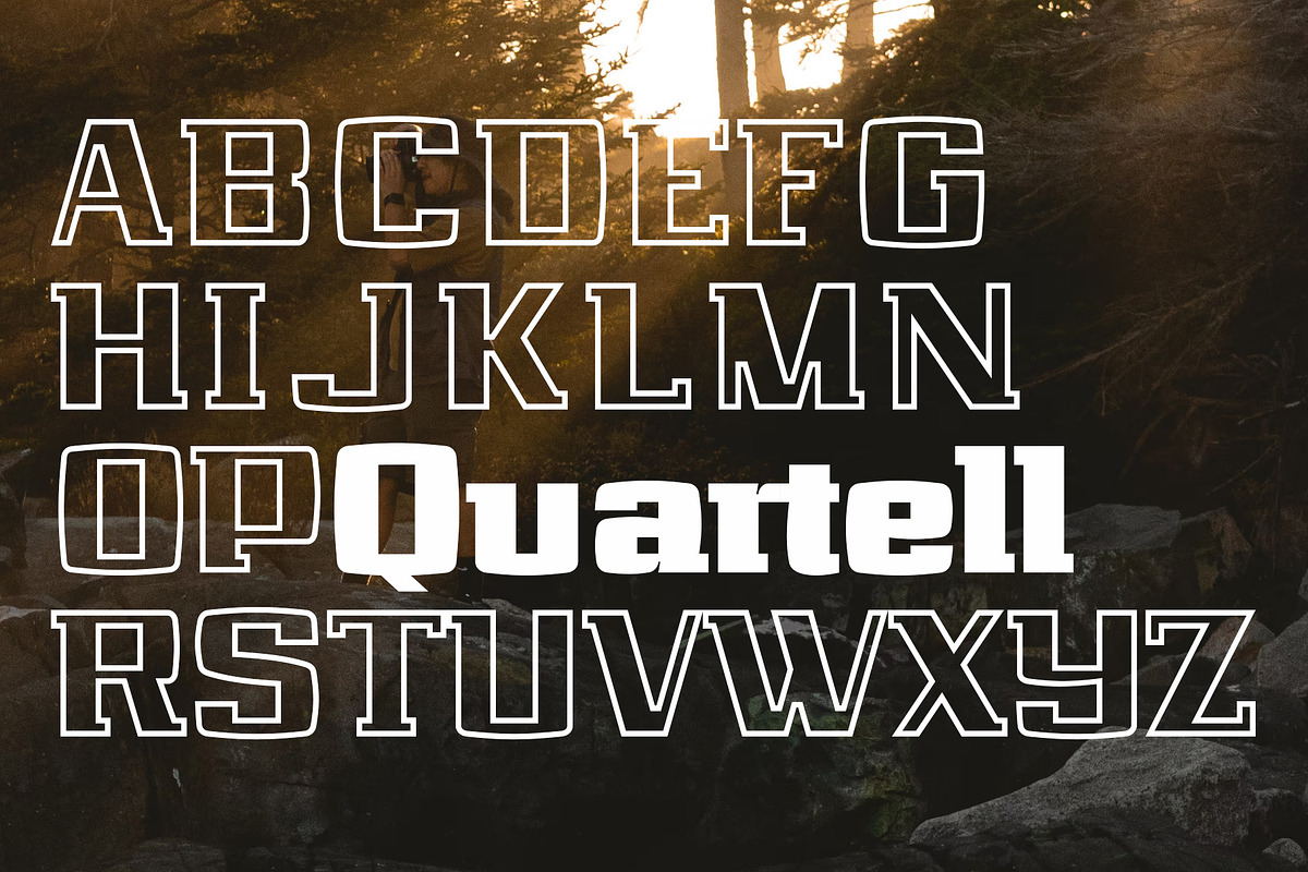 Quartell Round Outline, a Slab Serif Font by NREY (Photo 2 of 5)