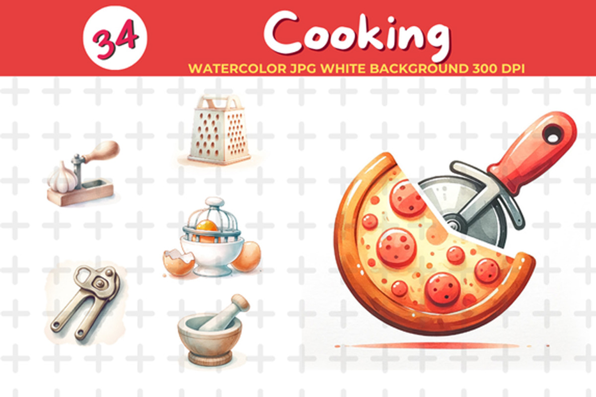 Cooking Watercolor Jpg Background, a Food Illustration by John_Walker (Photo 1 of 4)