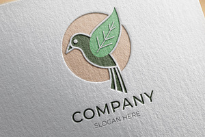 Green natural bird leaf logo