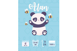 panda newborn metric, an Object Illustration by studiogstock