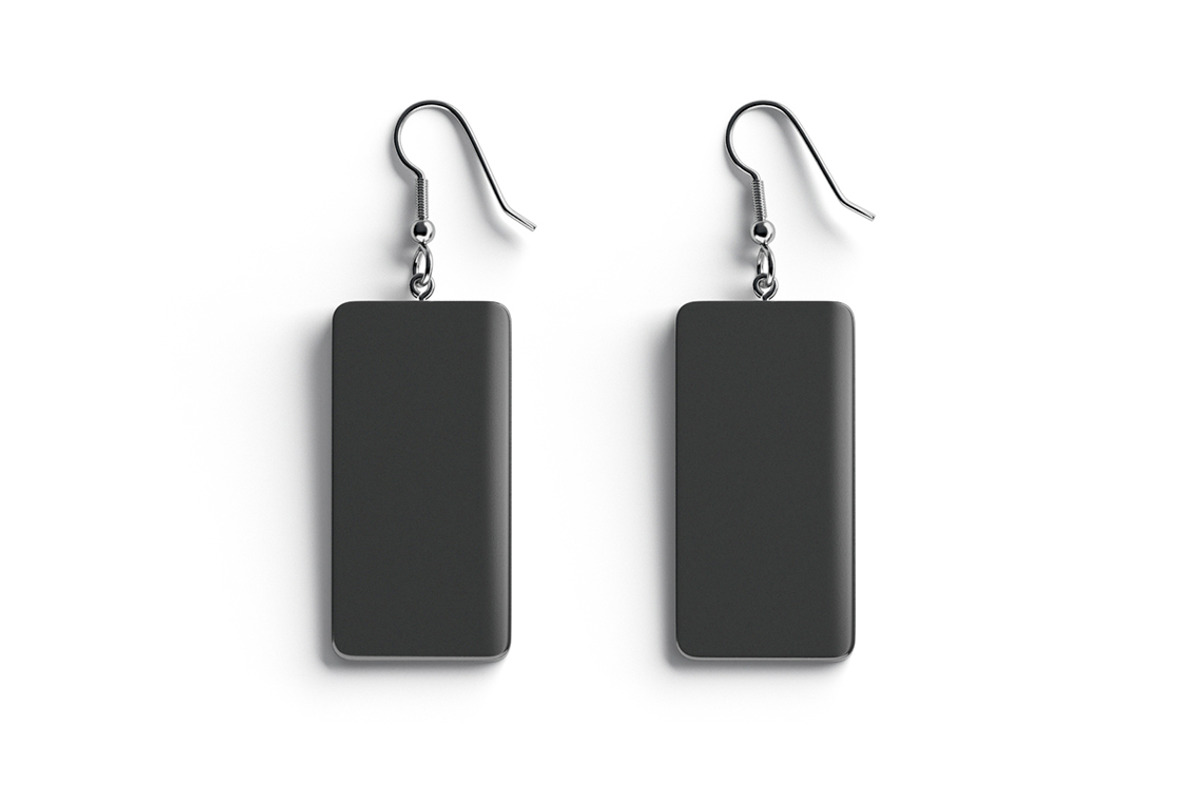Black Rectangle Earrings 3D Model, an Object 3D Model by rebrandy (Photo 2 of 9)