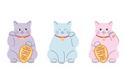 Hand Drawn Maneki Neko Lucky Cats, an Animal Illustration by PsychocheArt (Thumbnail 1 of 4)