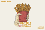 retro hand holding french fries, a Branding & Logo Template by Judsart (Thumbnail 1 of 3)