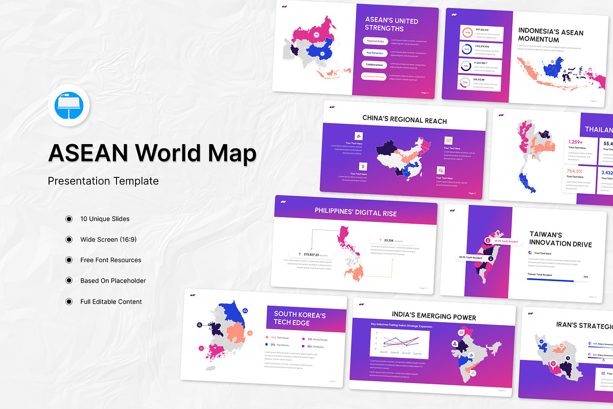 ASEAN World Map Infographic Keynote, a Presentation Template by Antstheme (Photo 1 of 3)