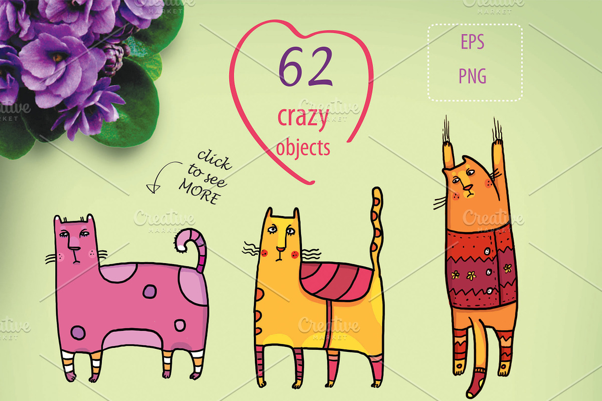 Cats in Socks & Wonder Flowers, an Object Graphic by Zooza Art (Photo 2 of 10)