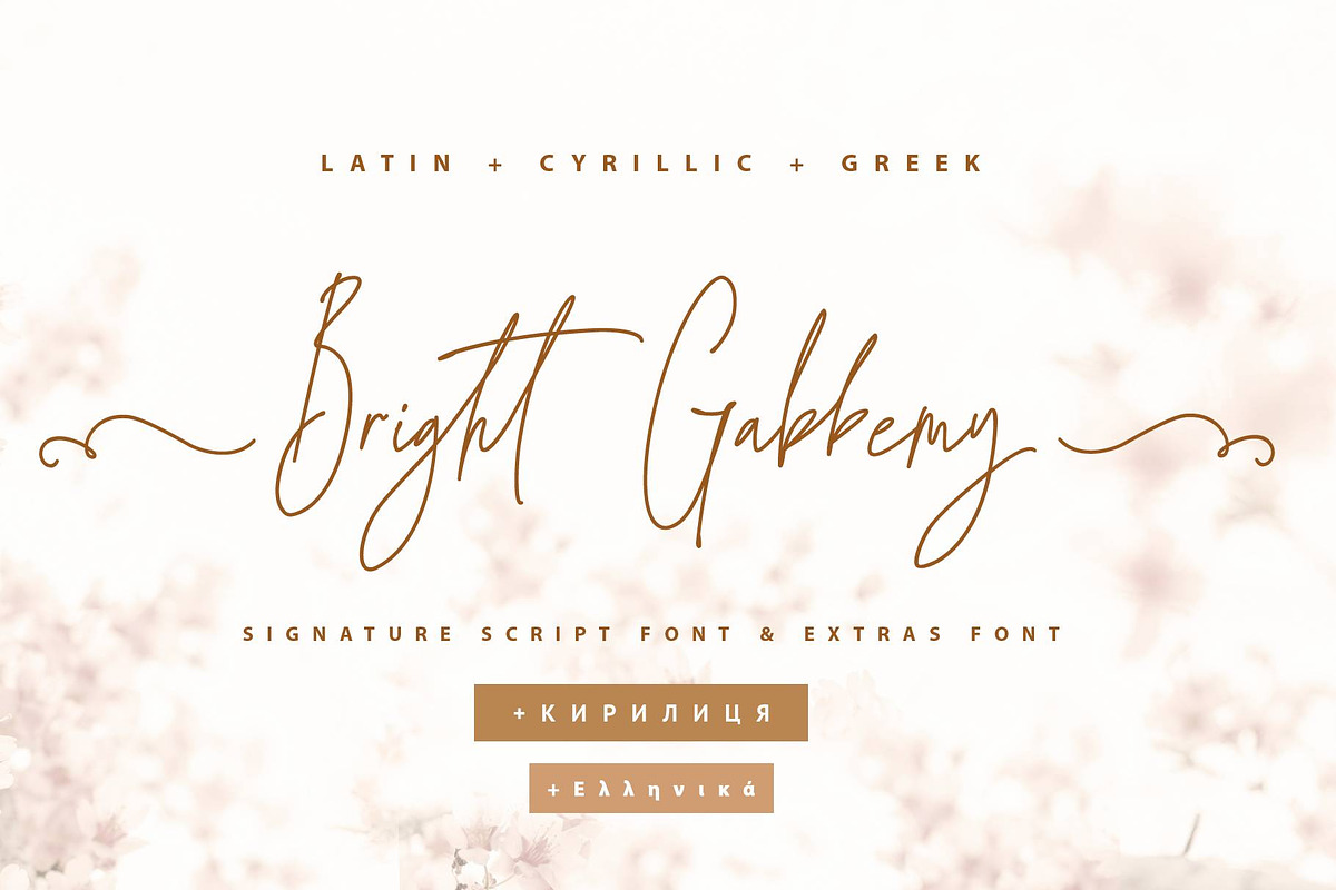 Bright Gabbemy Cyrillic Greek Font, a Script Font by IraDvilyuk (Photo 1 of 15)