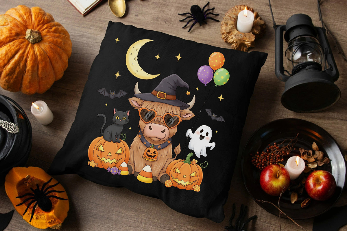 Halloween Highland Cow PNG, an Illustration by Designworld (Photo 3 of 6)