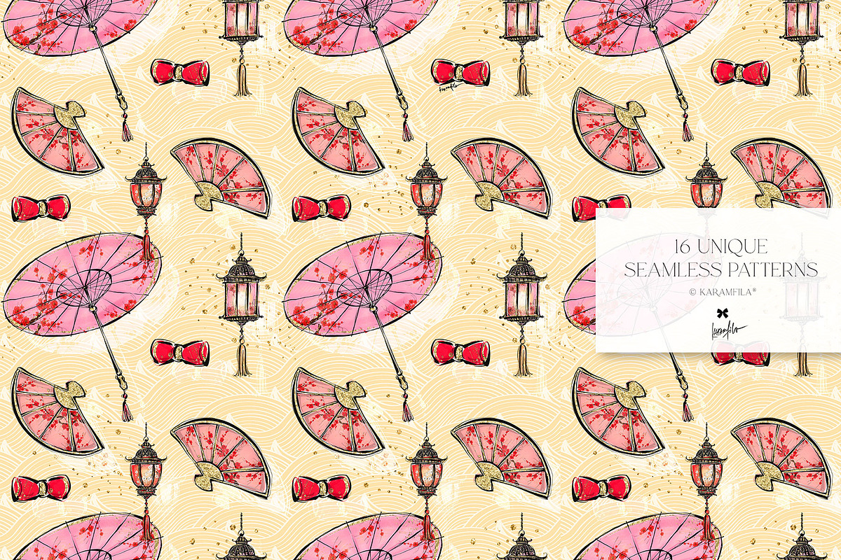 Japanese Cranes Seamless Patterns, a Pattern Graphic by KaramfilaS (Photo 11 of 19)