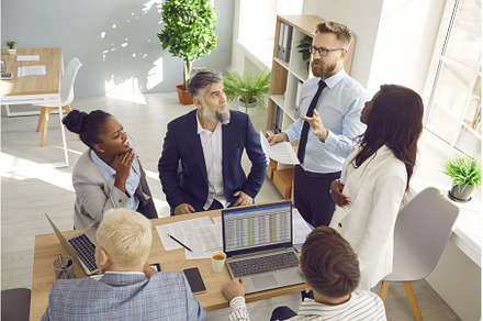 Group of business people talking on