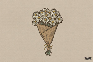 Vintage Daisy Bouquet Wrapped In