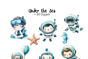 Undersea watercolor clipart, nursery, a Person Illustration by VM PARTYS  BY TAIRUMA (Thumbnail 10 of 10)