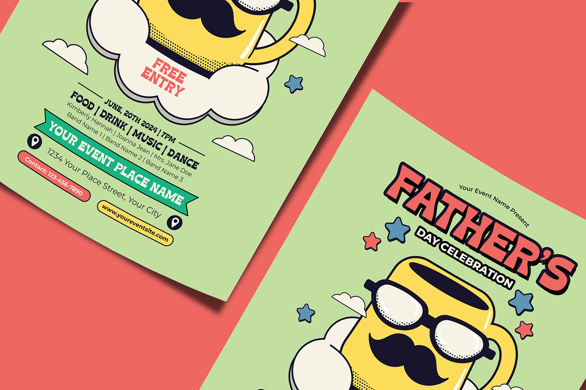 Retro Father's Day Celebration Flyer, a Flyer Template by Tiptop Graphic (Photo 3 of 5)