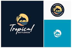 bottlenose dolphin sea waves logo, a Branding & Logo Template by Enola99d